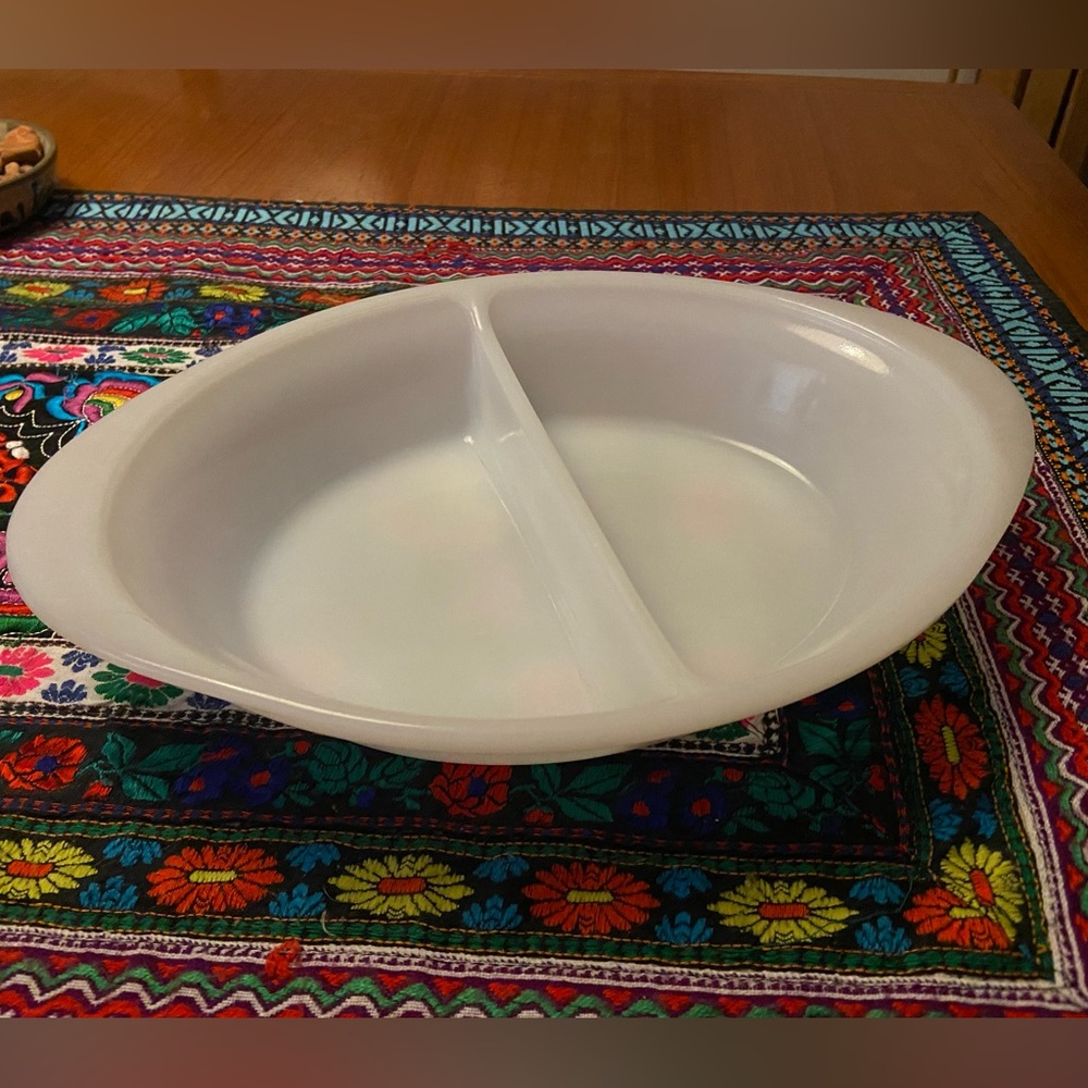 Vintage milk glass Divided Serving Dish by GlasBake